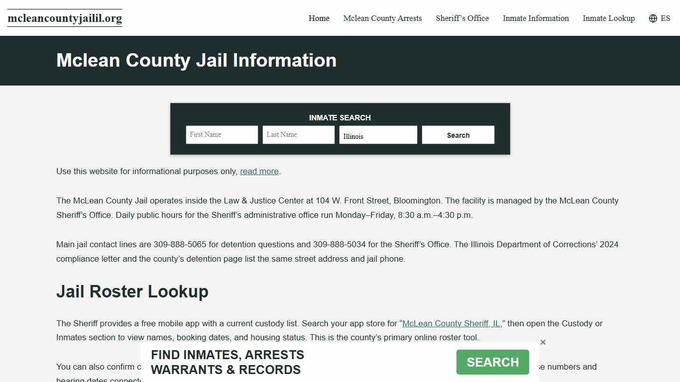 Mclean County, IL Jail Roster, Inmate Info